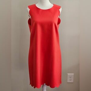 J. Crew Coral Sheath Dress Scalloped Edge Size 10